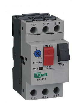 Автоматический выключатель защиты двигателя DEKraft ВА-431 3P 0,25-0,4A 100кА