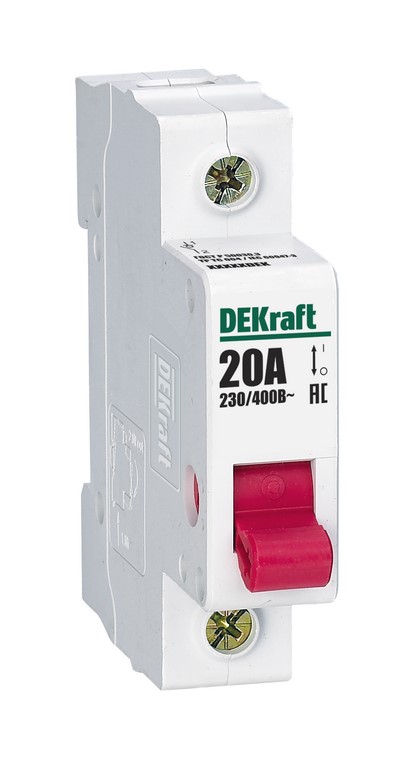 Выключатель нагрузки Dekraft 1п ВН-102 1п 20А, 17001DEK
