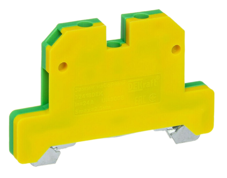 ЗН101-2-24A-PEN Клеммник наборный DEKraft 24A 1-2,5 мм² (жёлто-зелёный)