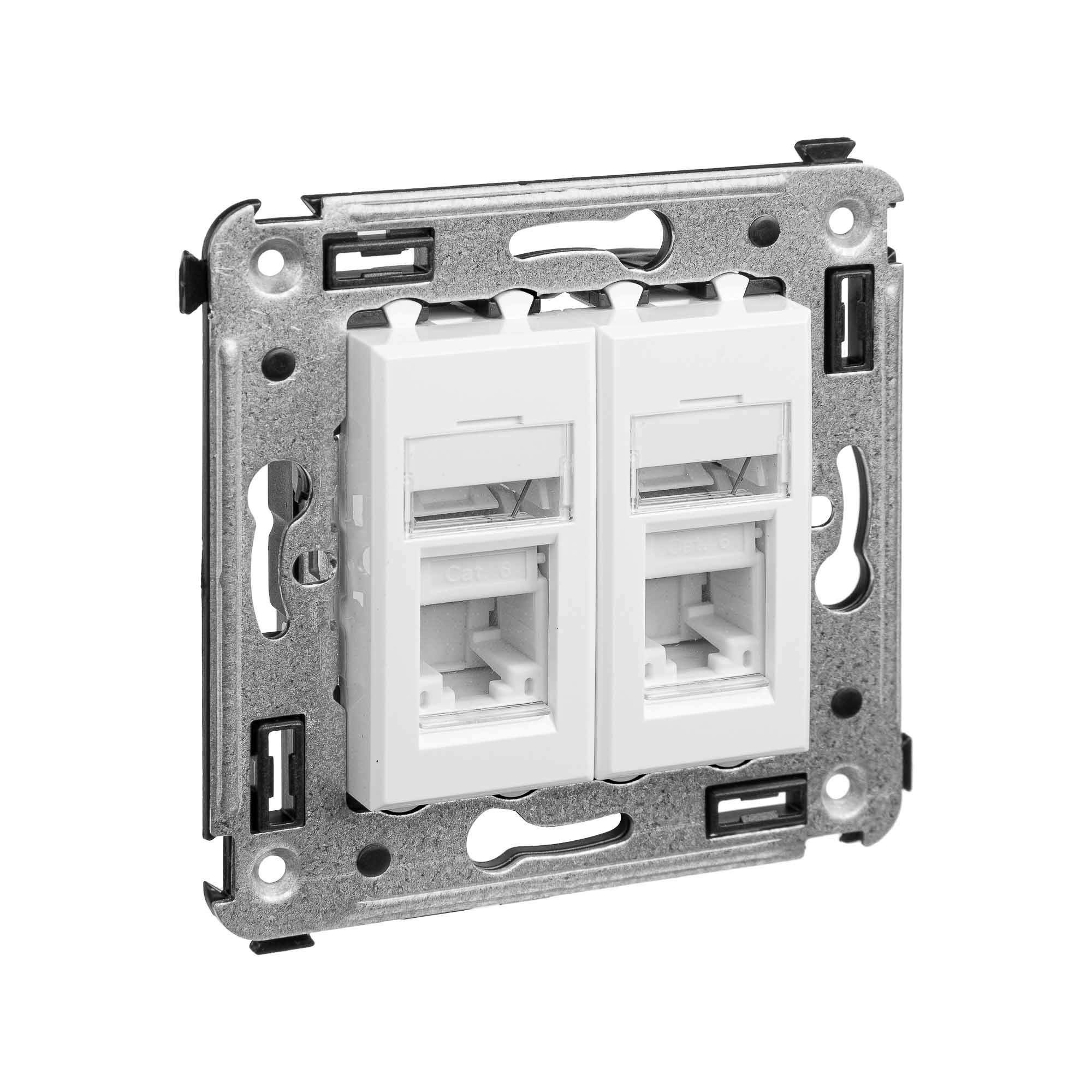 Розетка компьютерная двойная DKC Avanti RJ45+RJ45 скрытой установки кат.6 белое облако купить с доставкой по РФ