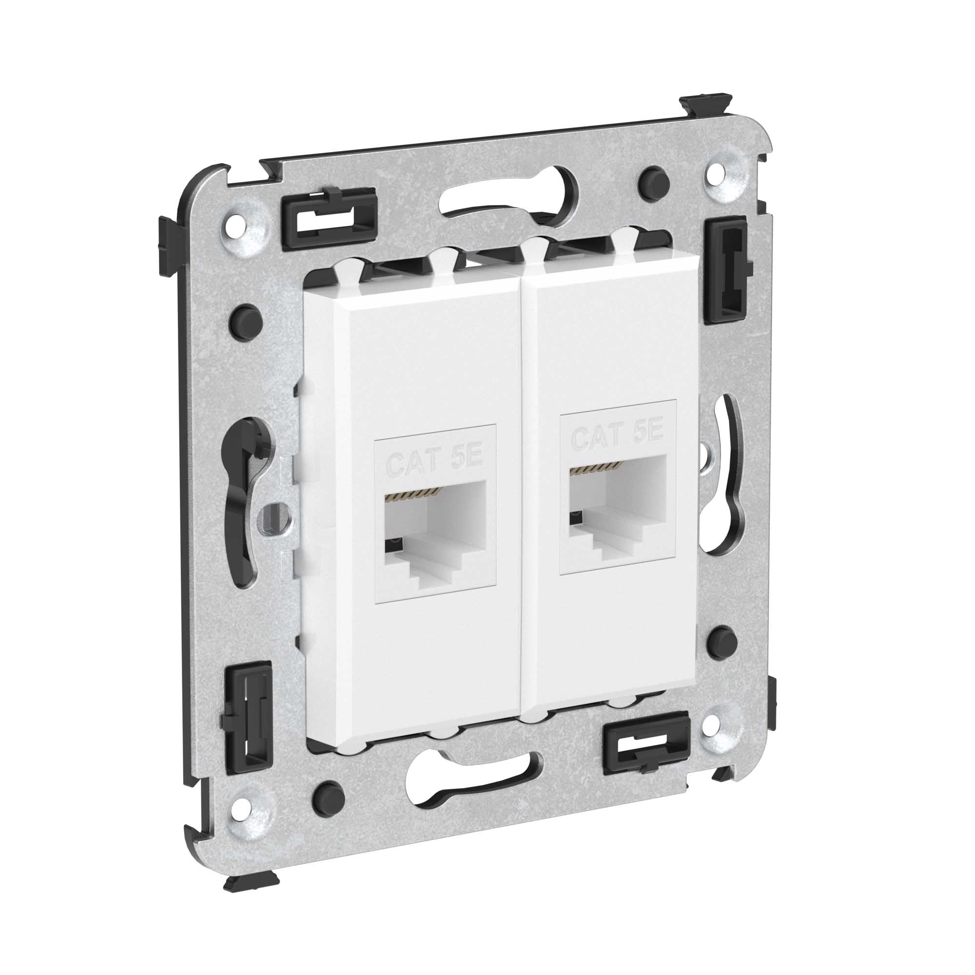 Компьютерная розетка DKC Avanti RJ-45 без шторки в стену кат.5е двойная белое облако