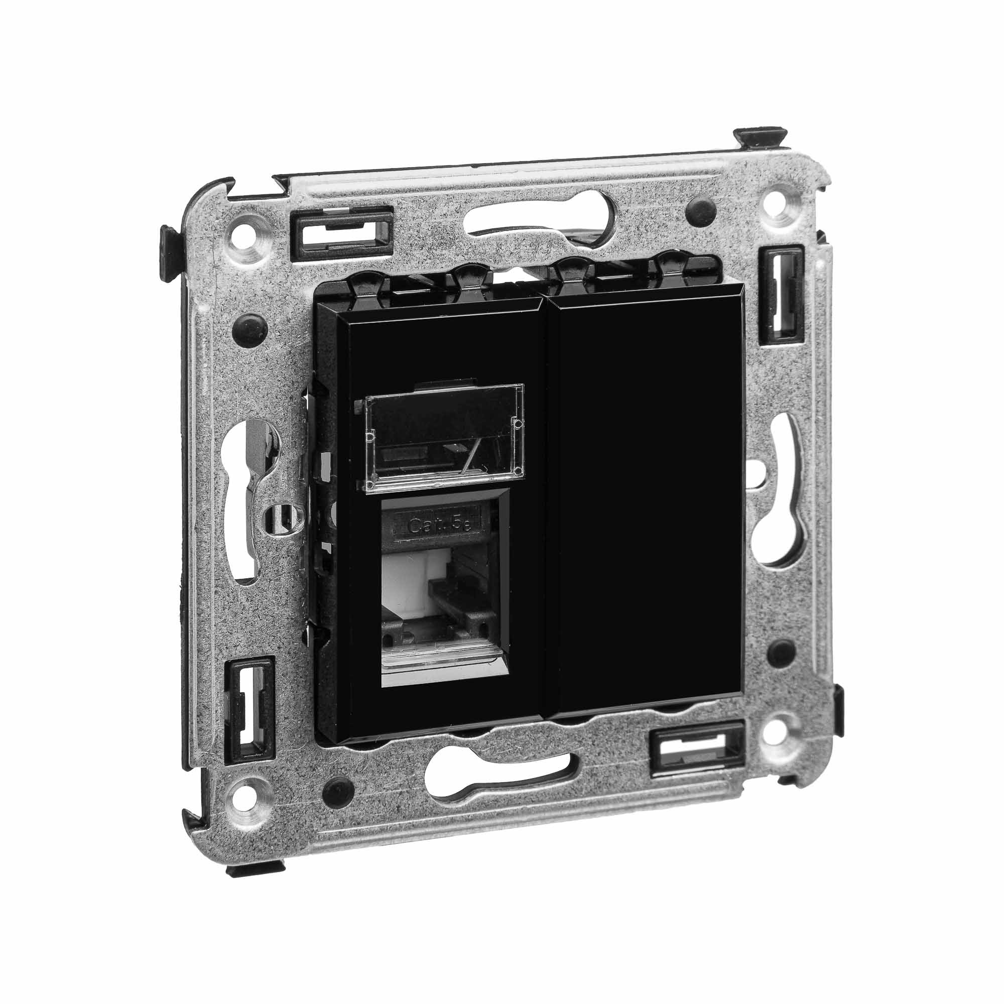Компьютерная розетка RJ-45 в стену DKC Avanti черный квадрат