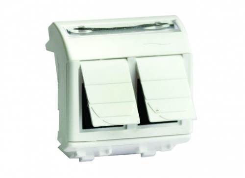 Розетка компьютерная DKC 2-м СП 2мод. Brava RJ45 кат.5E бел.
