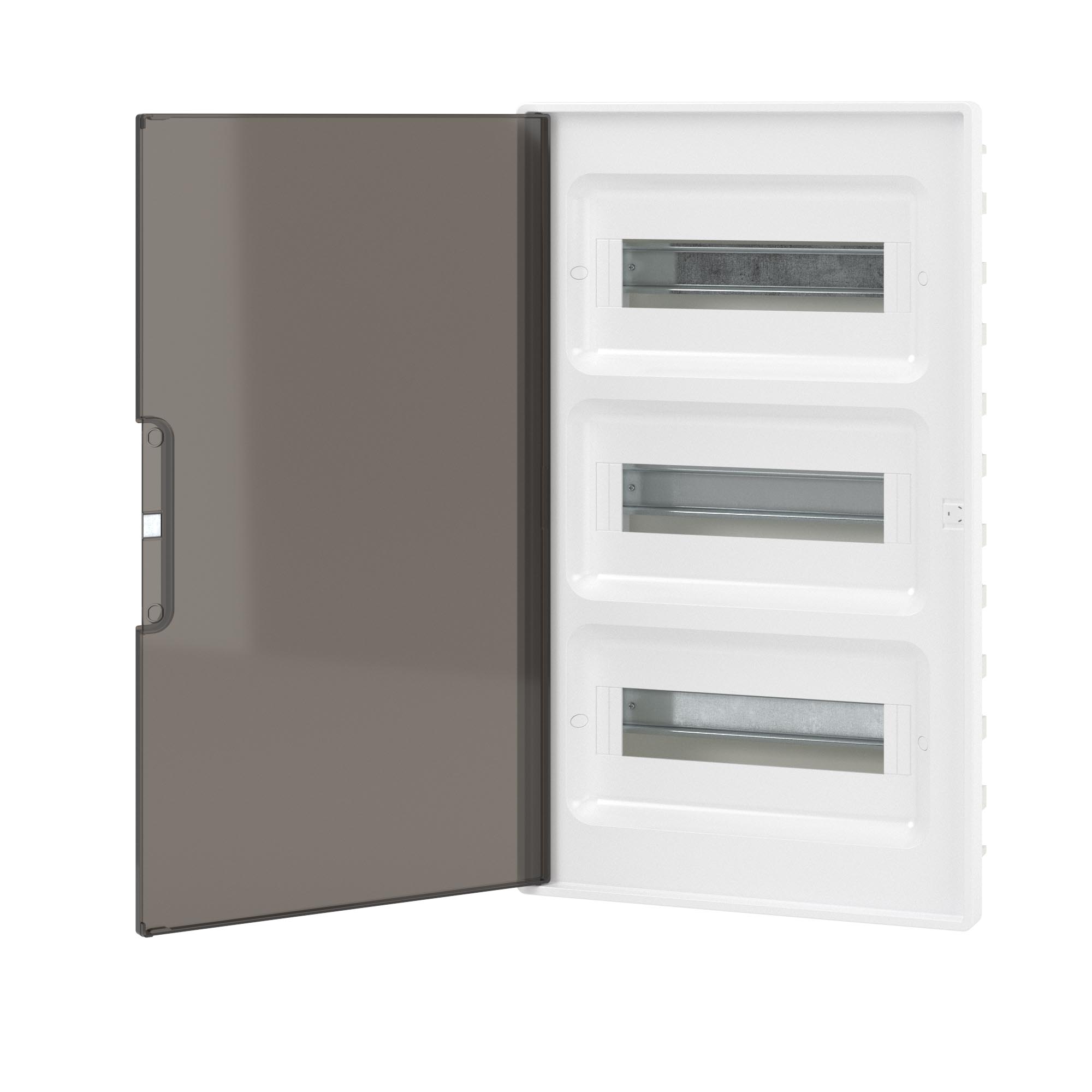 Щиток DKC 36 мод встраиваемый FRAME, белый, с тонированной дверцей, с 4 шинами PEN заказать со складов по всей России