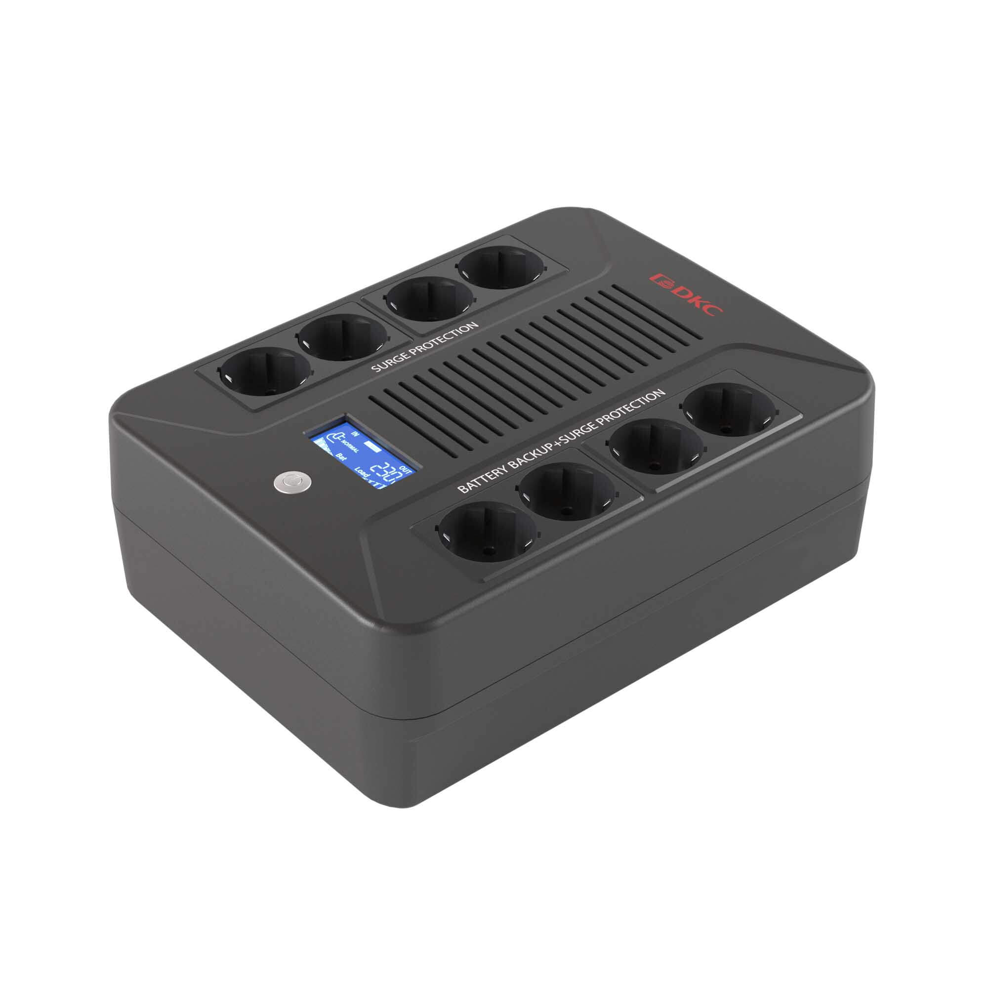 Источник бесперебойного питания DKC line-interactive, Info PDU, 1000 ВА/600 Вт, 1/1,8xSchuko, LCD, 1x9Aч