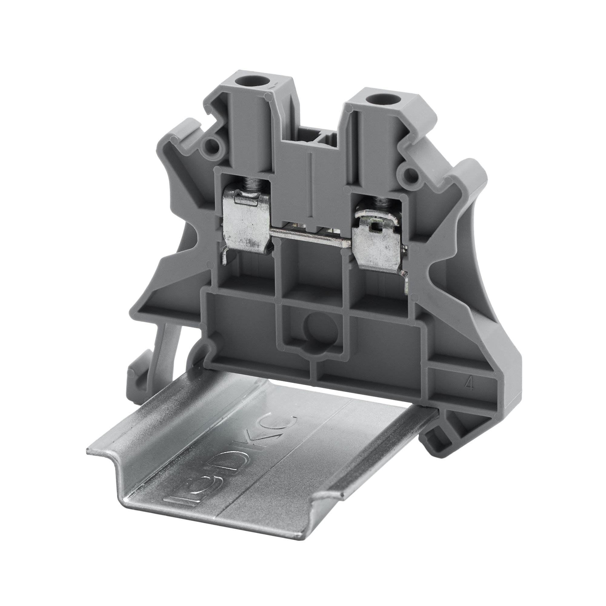 Клемма DKC проходная, винтовой зажим, 2 точки подключения, 4 кв.мм, серая купить с доставкой по РФ