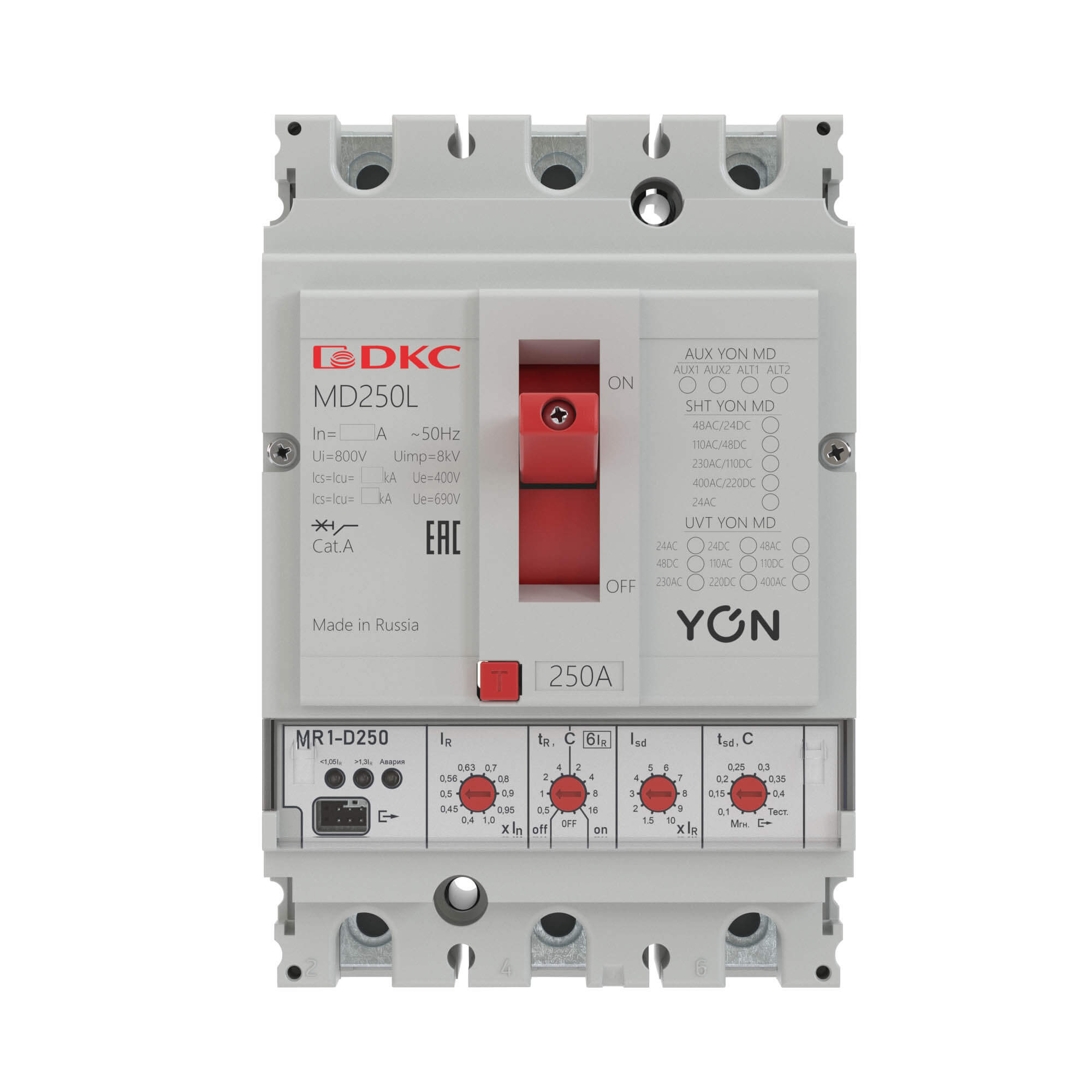 Выключатель автоматический DKC YON MD250 3P 250А 40kA Ir 0.4...1xIn Isd 1.5...10xIn заказать со складов по всей России