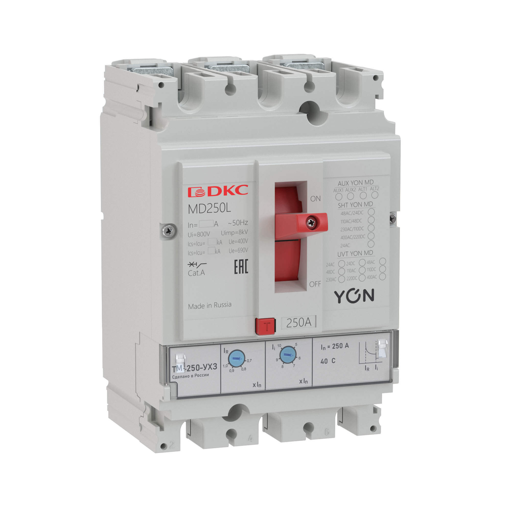 Автоматический выключатель DKC YON pro MD250N-TM250 3P 250А 40kA Ir 0.7…1xIn Ii 5…10xIn купить с доставкой по РФ