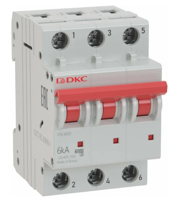 Автоматический выключатель модульный DKC YON pro MD63 3P 10А D 6kA купить с доставкой по РФ