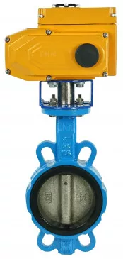 Затвор дисковый поворотный DN.ru WBV1413E-2W-Fb-H Ду150 Ру16, корпус - чугун GGG50, диск - чугун GGG40, уплотнение - EPDM, с электроприводом DN.ru QT-N-015EM-A1-220VAC-У1 220В (4-20мА)