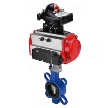 Затвор дисковый поворотный DN.ru WBV1413E-2W-Fb-H Ду100 Ру16, корпус - чугун GGG50, диск - чугун GGG40, уплотнение - EPDM, с пневмоприводом DN.ru PA-SA-130, пневмораспределителем 4M310-08 24В и БКВ APL-210N