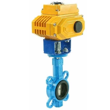 Затвор дисковый поворотный DN.ru WBV1413E-2W-Fb-H Ду125 Ру16, корпус - чугун GGG50, диск - чугун GGG40, уплотнение - EPDM, с электроприводом DN.ru QT-N-015EM-O1-220VAC-У1