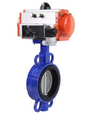 Затвор дисковый поворотный DN.ru WBV1413E-2W-Fb-H Ду100 Ру16, корпус - чугун GGG50, диск - чугун GGG40, уплотнение - EPDM, с пневмоприводом DN.ru PA-SA-130 и пневмораспределителем 4M310-08 220В