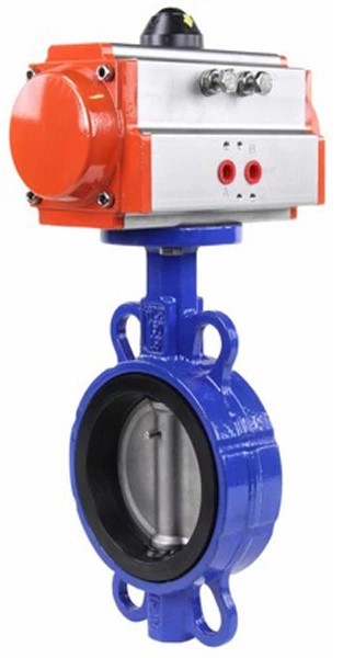 Затвор дисковый поворотный DN.ru WBV3232N-2W-Fb-H Ду150 Ру16, корпус - нержавеющая сталь 316L, диск - нержавеющая сталь 316L, уплотнение - NBR, с пневмоприводом DN.ru PA-DA-130 и электропневматическим поворотным позиционером YT-1000RSN без обратно...