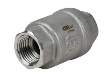 Клапан обратный DN.ru VCS3232P-T 1″ 1/2 Ду40 Ру16 резьбовой, пружинный, корпус - нержавеющая сталь AISI 316, диск - нержавеющая сталь AISI 316, уплотнение - PTFE