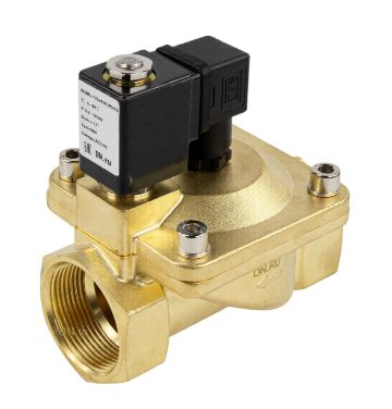 Клапан электромагнитный DN.ru VS400-VT-NC-24VDC 1 1/4" Ду32 Ру16, соленоидный двухходовой, корпус - латунь, уплотнение - Viton, резьбовой, нормально-закрытый, пилотный, катушка - 24В купить с доставкой по РФ
