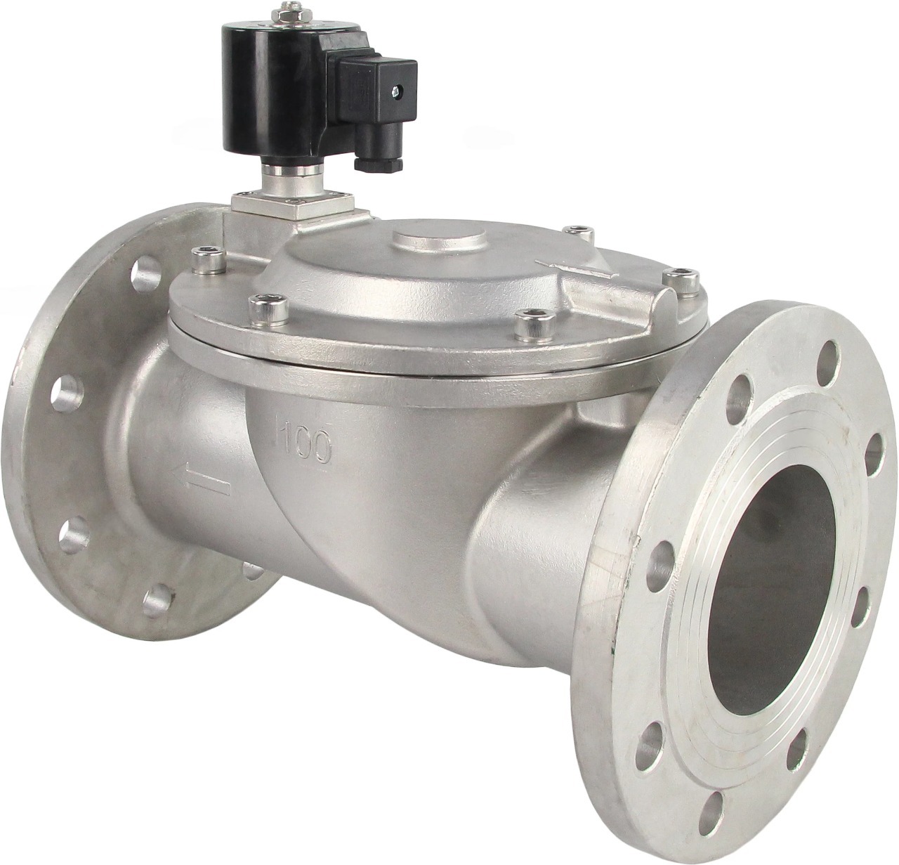 Клапан электромагнитный DN.ru VS631-VF-NC-220VAC Ду50 Ру10, соленоидный двухходовой, корпус - нержавеющая сталь 304, уплотнение - Viton, фланцевый, нормально-закрытый, пилотный, катушка - 220В DAR купить с доставкой по РФ