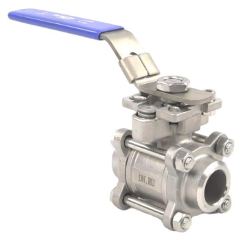 Кран шаровой DN.ru BV3232P(3pc)-FP-W-ISO-H Ду100 Ру25 полнопроходной, под приварку, материал корпуса - нержавеющая сталь SS316 с ISO фланцем и рукояткой, квадрат 17х17, F07/F10