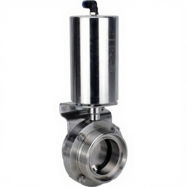 Затвор дисковый поворотный DN.ru WBV3131E-2W-T-H Ду15 Ру10 пищевая нержавеющая сталь 304, уплотнение – EPDM, резьбовой, с пневмоприводом DN.ru PA-SA-85 с возвратными пружинами купить с доставкой по РФ