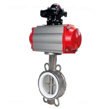 Затвор дисковый поворотный DN.ru WBV3131P-2W-Fb-H Ду100 Ру16, корпус - нержавеющая сталь 304, диск - нержавеющая сталь 304, уплотнение - PTFE, с пневмоприводом DN.ru PA-DA-083 и БКВ DN.ru APL-510N EX купить с доставкой по РФ