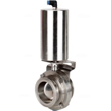 Затвор дисковый поворотный кламповый DN.ru WBV3131S-2W-C-H Ду80 Ру10 корпус - пищевая нержавеющая сталь 304, уплотнение – Silicon, с пневмоприводом DN.ru PA-SA-85 с возвратными пружинами купить с доставкой по РФ