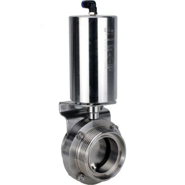 Затвор дисковый поворотный DN.ru WBV3131S-2W-T-H Ду80 Ру10 пищевая нержавеющая сталь 304, уплотнение – Silicon, резьбовой, с пневмоприводом DN.ru PA-SA-85 с возвратными пружинами купить с доставкой по РФ