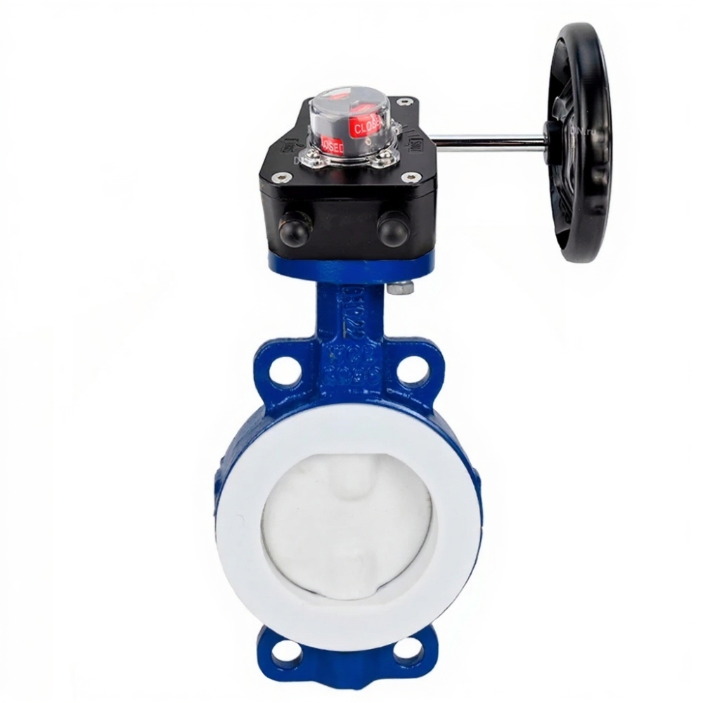 Затвор дисковый поворотный DN.ru WBV3434Pf-2W-Fb-R Ду250 Ру16 корпус - углеродистая сталь WCB, диск - углеродистая сталь WCB, футерованный PTFE, уплотнение - PTFE, с редуктором DN.ru HGB RQN3-680Z с индикатором положения купить с доставкой по РФ