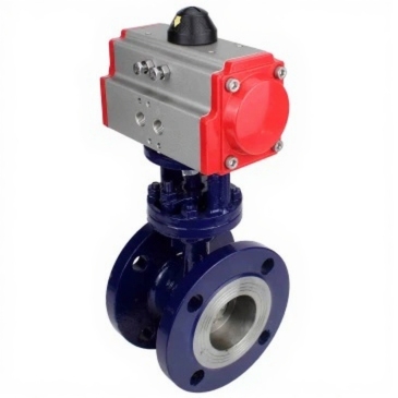 Затвор дисковый поворотный с тройным эксцентриситетом DN.ru WBV3EX-3431M-1W-F-ISO Ду100 Ру25 корпус - углеродистая сталь WCB, диск - нержавеющая сталь 304, уплотнение - METAL, с пневмоприводом DN.ru PA-SA-160 с возвратными пружинами купить с доставкой по РФ