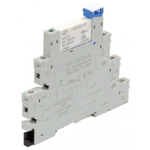 Комплект реле Доступная автоматика HF41-220-DA ; 1CO 6A; AgNi; питание 220-240В AC/DC купить по цене 741 руб.