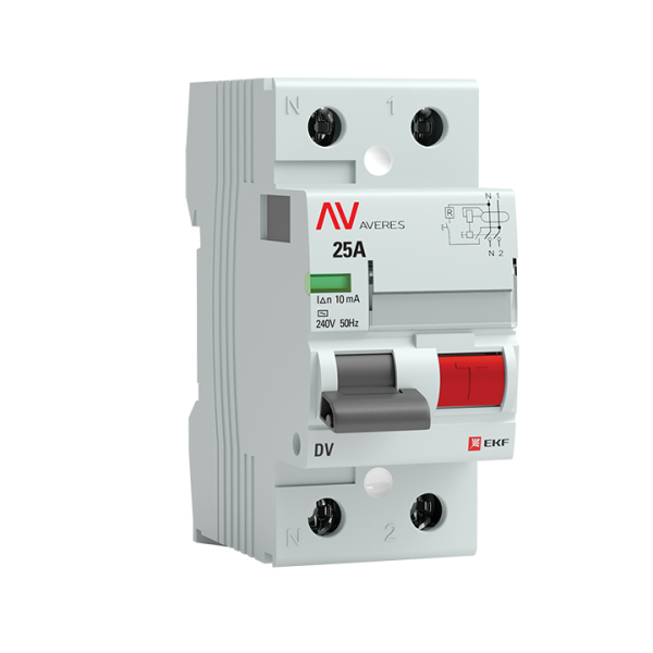 Устройство защитного отключения EKF AVERES DV 2P 25А/ 10мА (AC) купить с доставкой по РФ