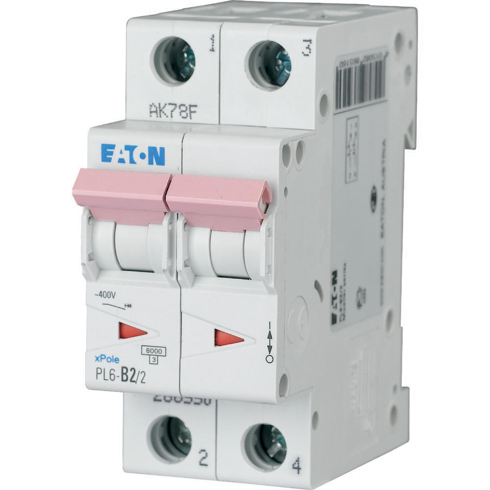 Автомат Eaton 2 -полюсной 2А 6 кА хар-ка С PL6-C2/3 0000286596