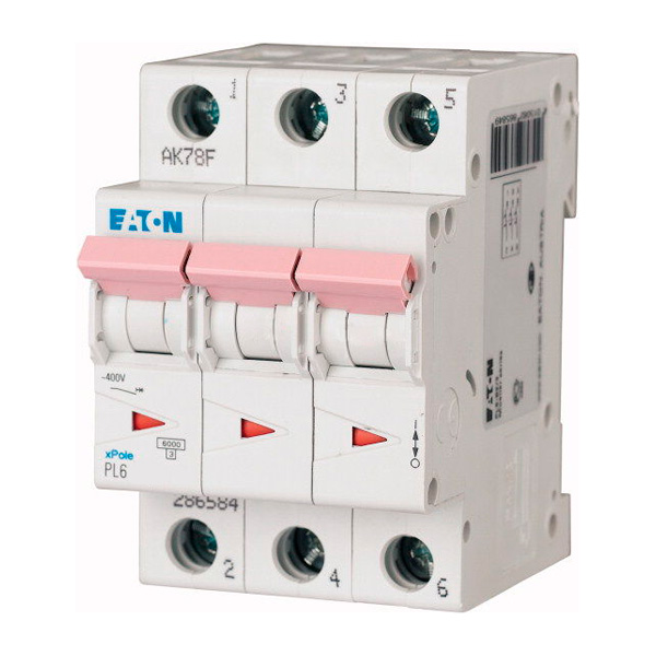 Выключатель автоматический модульный Eaton 3п C 16А 6кА PL6-C16/3 286601