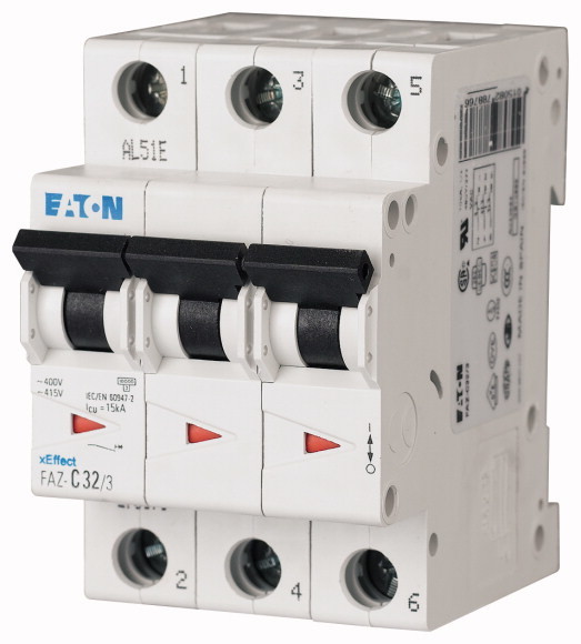 Выключатель автоматический модульный EATON 3п K 50А 15кА FAZ-K50/3 278916 купить с доставкой по РФ