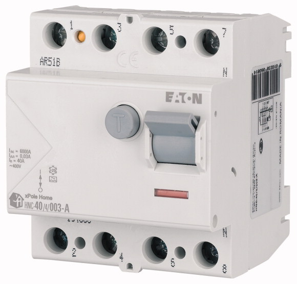 Блок утечки тока EATON HNC-40/4/003-A  (RCCB), 40A, 4-х полюсный, 30мА, тип A купить с доставкой по РФ