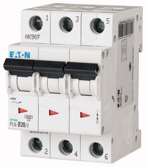 Выключатель автоматический модульный EATON PL6-C20/3 3п C 20А 6кА, 286602