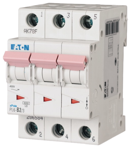 Автоматический выключатель Eaton PL6-C1/3 1А кривая отключения C 3 полюс 6 кА (MOD01002/1)