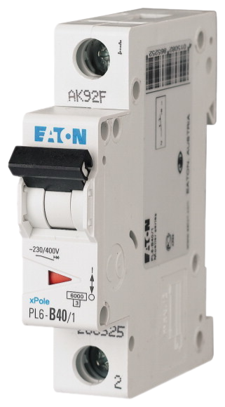 Автоматический выключатель Eaton PL6-D40/1 40А кривая отключения D 1 полюс 6 кА (MOD01002/1)
