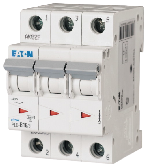 Автоматический выключатель Eaton PL6-B16/3 16А кривая отключения B 3 полюса 6 кА (MOD01002/1)