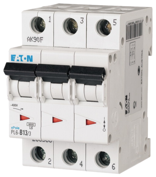 Автоматический выключатель Eaton PL6-C13/3 13А кривая отключения С 3 полюса 6 кА (MOD01002/4)