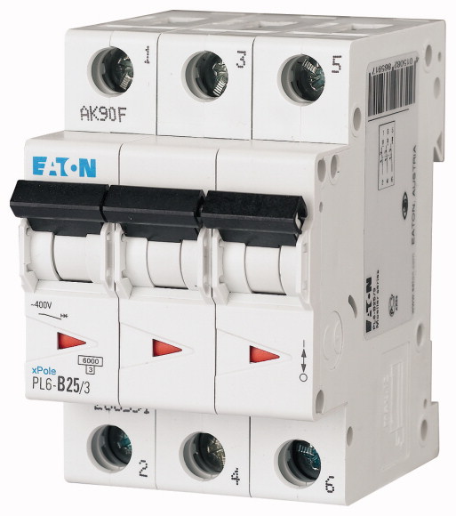Автомат EATON PL6-C25/3 3-полюсный 25А 6кА (хар-ка C)
