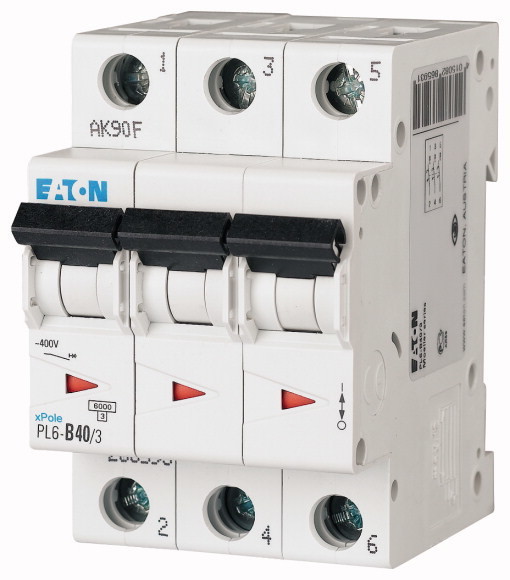 Автоматический выключатель Eaton PL6-D40/3 40А кривая отключения D 3 полюса 6 кА (MOD01002/1) купить с доставкой по РФ