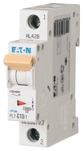 Автоматический выключатель Eaton PL7-C13/1 13А кривая отключения C 1 полюс 10 кА (MOD01003/1)