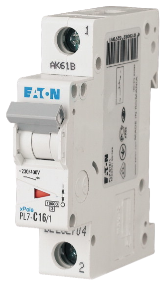 Автоматический выключатель Eaton PL7-C16/1 16А кривая отключения C 1 полюс 10 кА (MOD01003/1)