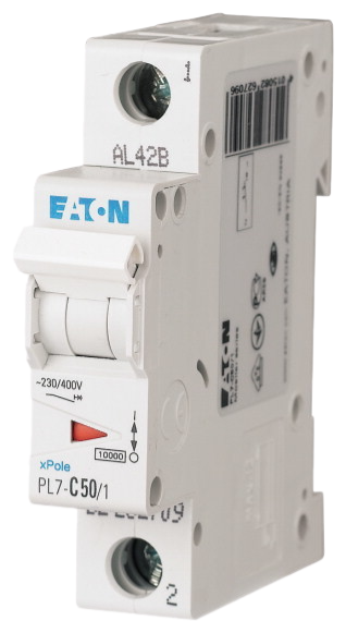 Автоматический выключатель Eaton PL7-C50/1 50А кривая отключения С 1 полюс 10 кА (MOD01003/1)