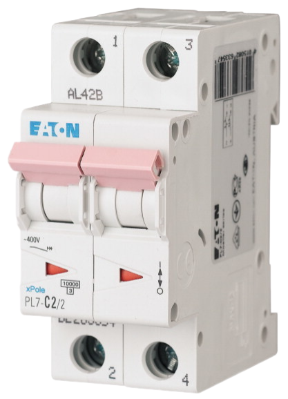 Автоматический выключатель Eaton PL7-C2/2 2А кривая отключения C 2 полюса 10 кА (MOD01003/1)