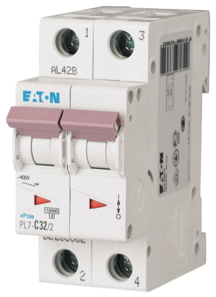 Автоматический выключатель Eaton PL7-C32/2 32А кривая отключения С 2 полюса 10 кА (MOD01003/1)