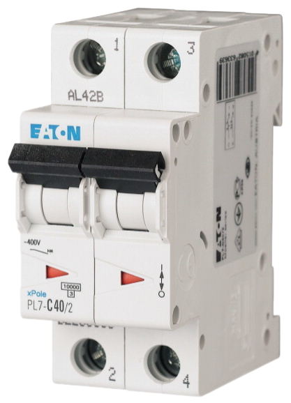 Автоматический выключатель Eaton PL7-C40/2 40А кривая отключения С 2 полюса 10 кА (MOD01003/1) купить с доставкой по РФ