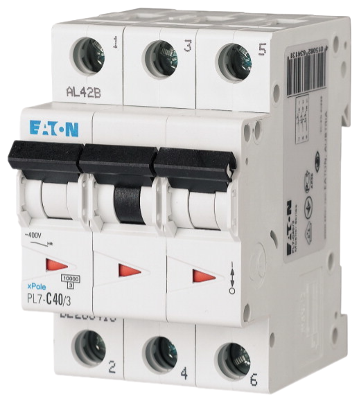 Автоматический выключатель Eaton PL7-C40/3 40А кривая отключения C 3 полюса 10 кА (MOD01003/1)