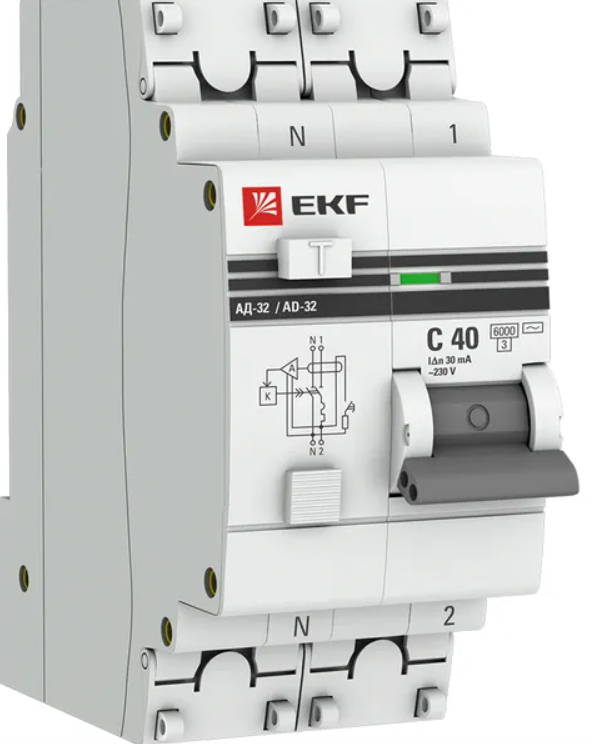 Дифференциальный автомат EKF PROxima АД-32 1P+N 40А/30мА (хар. C, AС, электронный, защита 270В) 6кА купить с доставкой по РФ