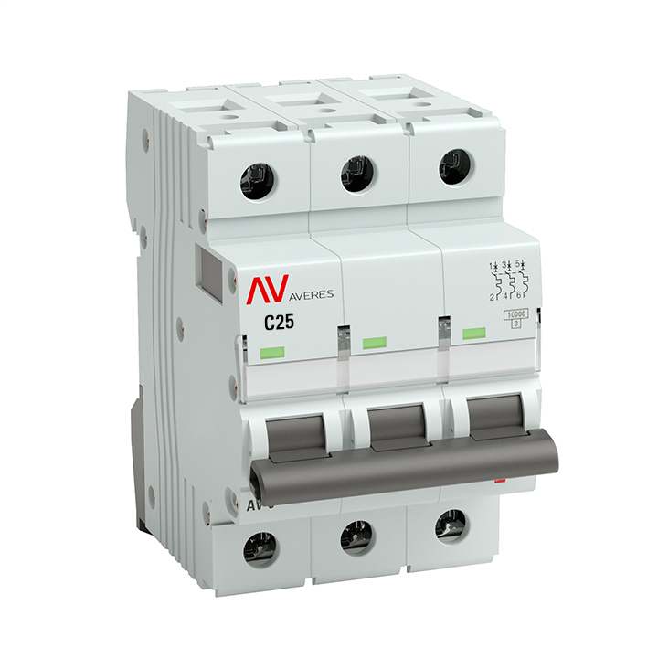 Выключатель автоматический модульный EKF AVERES 3п C 25А 10кА AV-10